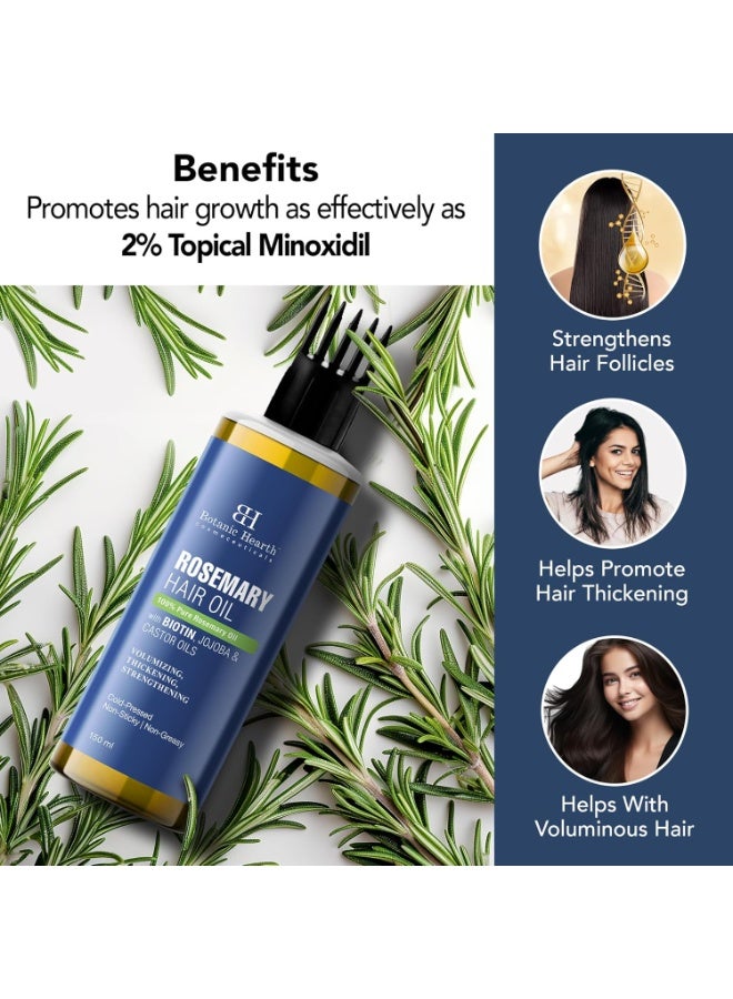Botanic Hearth 100% Pure Rosemary Oil for Hair Growth | Controls Hair Fall, Promotes New Hair Growth | Hair Strengthening Treatment for Healthy Nourished Hair | 150 ml - Image 3