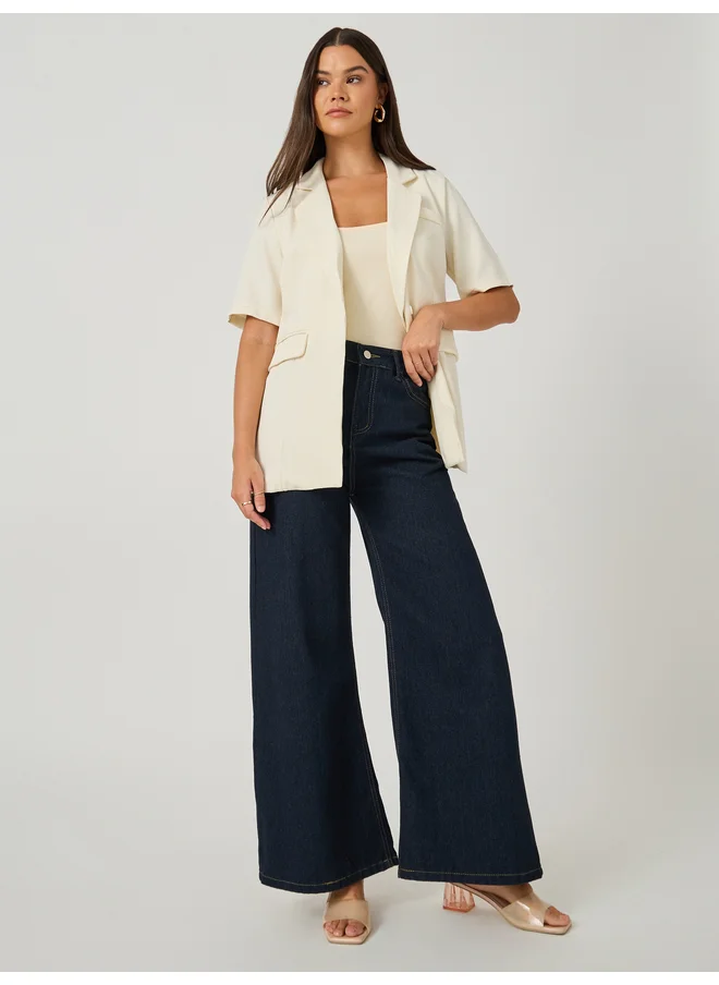 Styli Styli Regular Fit Short Sleeve Notch Label Blazer