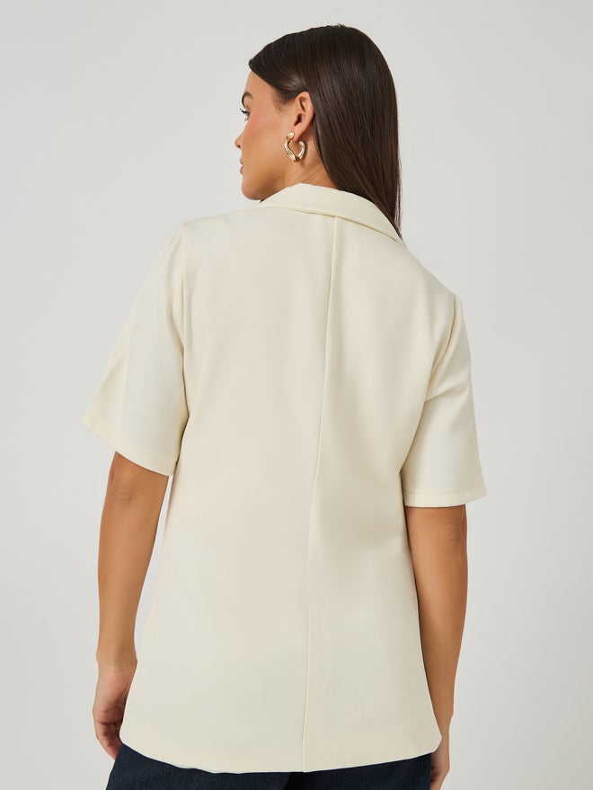 Styli Styli Regular Fit Short Sleeve Notch Label Blazer  - Image 5