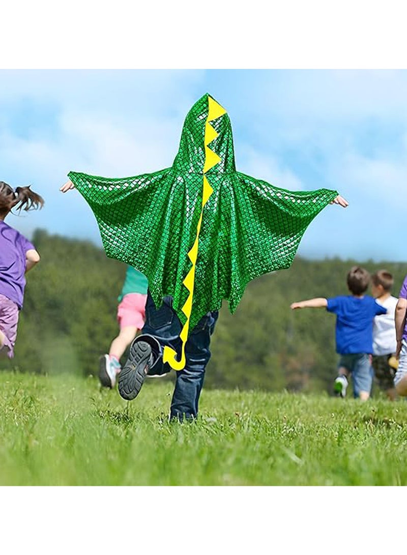CMGTYYD Dragon Costume, Kids Dinosaur Cape & Mask Set, Green, Unisex, 3+ Years, One Size, Halloween, Carnival, Fancy Dress - Image 3