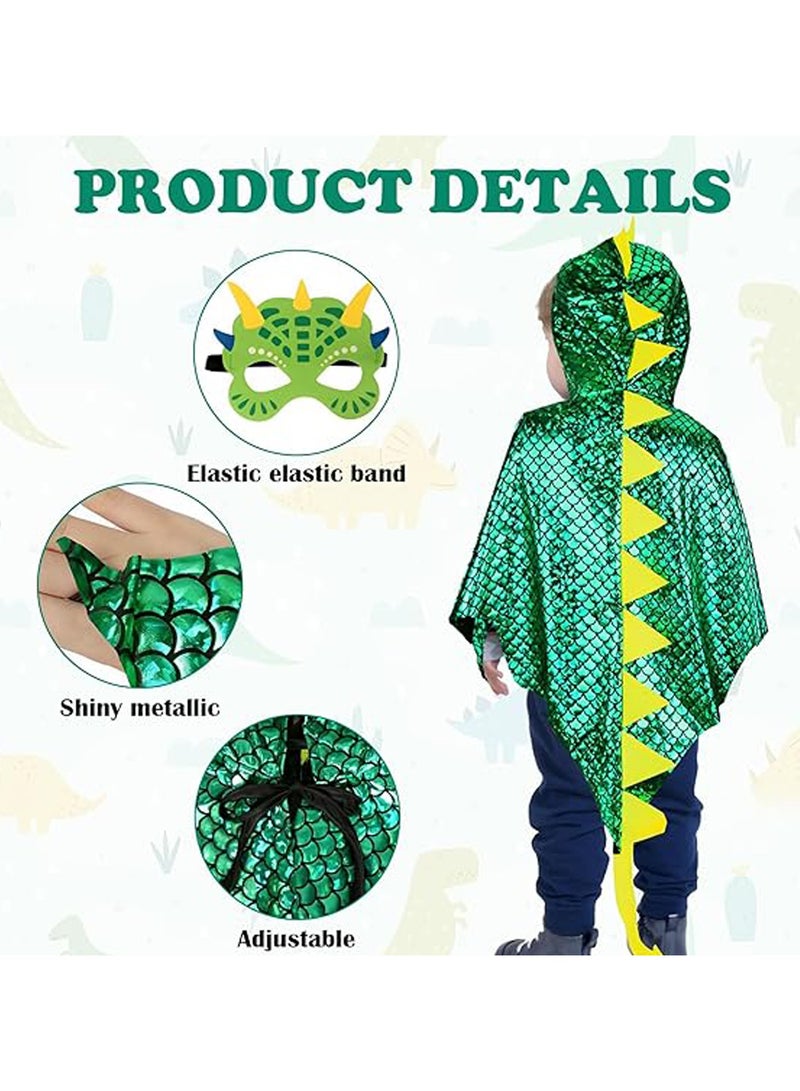 CMGTYYD Dragon Costume, Kids Dinosaur Cape & Mask Set, Green, Unisex, 3+ Years, One Size, Halloween, Carnival, Fancy Dress - Image 4