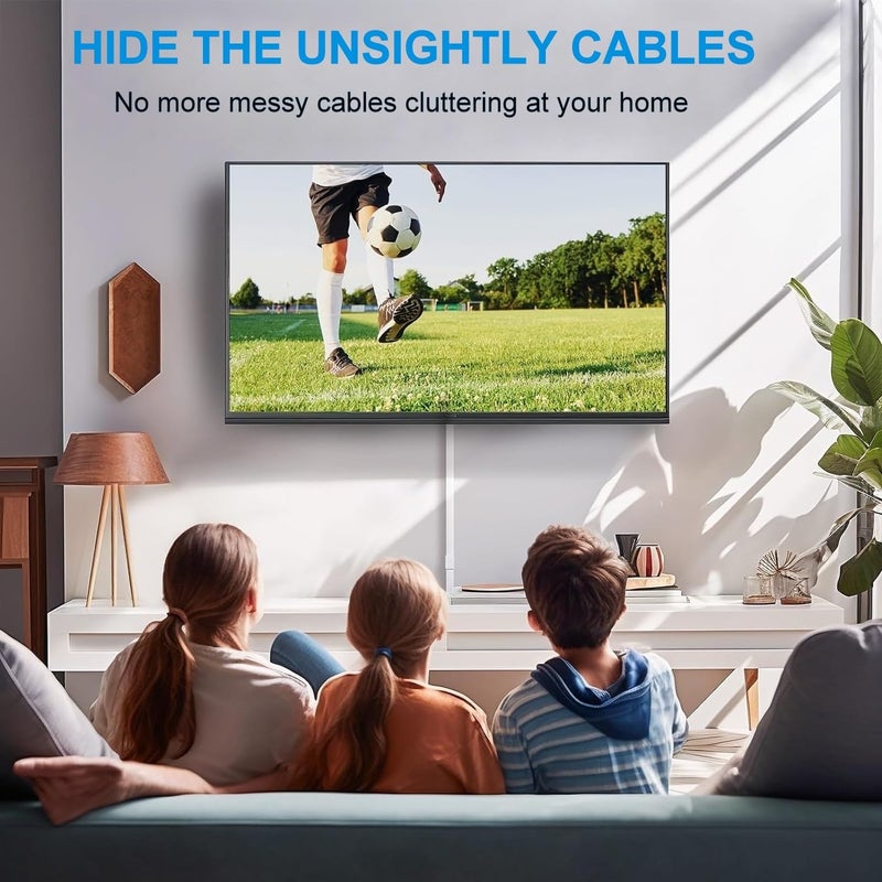 BLYPHOO Cable Concealer Cord Cover Raceway Kit on Wall: ® Wire Hider with Connectors & Adhesive Strips – Upgraded Paintable Cable Cover for TV, Cable Raceway for Home Office, 10 Pcs (40x2.4x1.4cm) - Image 2