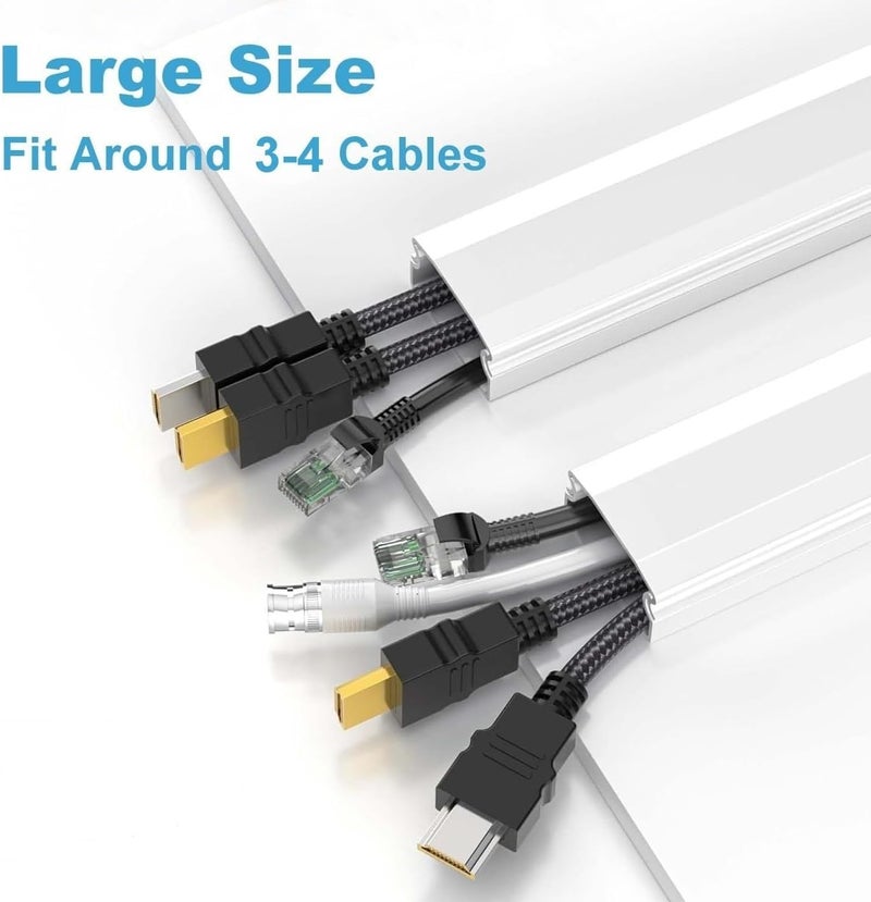 BLYPHOO Cable Concealer Cord Cover Raceway Kit on Wall: ® Wire Hider with Connectors & Adhesive Strips – Upgraded Paintable Cable Cover for TV, Cable Raceway for Home Office, 10 Pcs (40x2.4x1.4cm) - Image 3