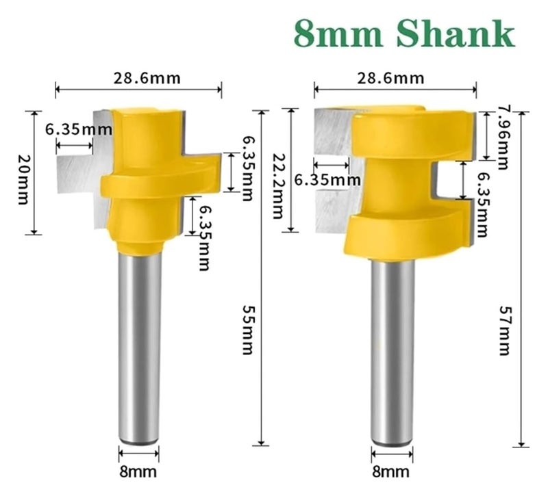 8mm Shank T Slot Square Tooth Wood Milling Cutter Router Bit Carving Tool - Image 3
