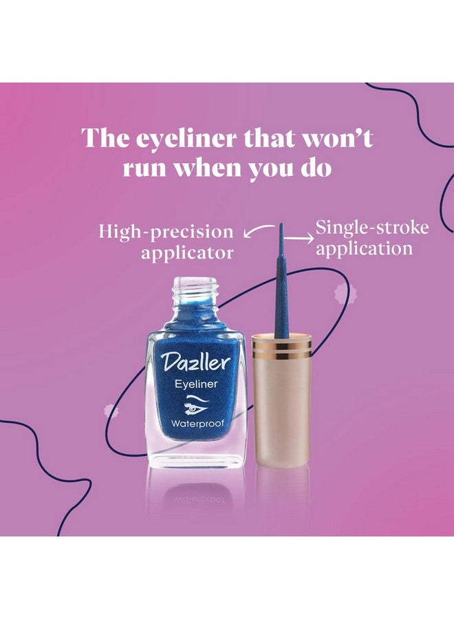 دازلير محدد العيون السائل مقاوم للماء 9.5 مل أزرق مقاوم للتلطخ غير لامع بضربة واحدة، تطبيق دقيق يدوم طويلاً، مصبوغ بعمق، سريع الجفاف - Image 3