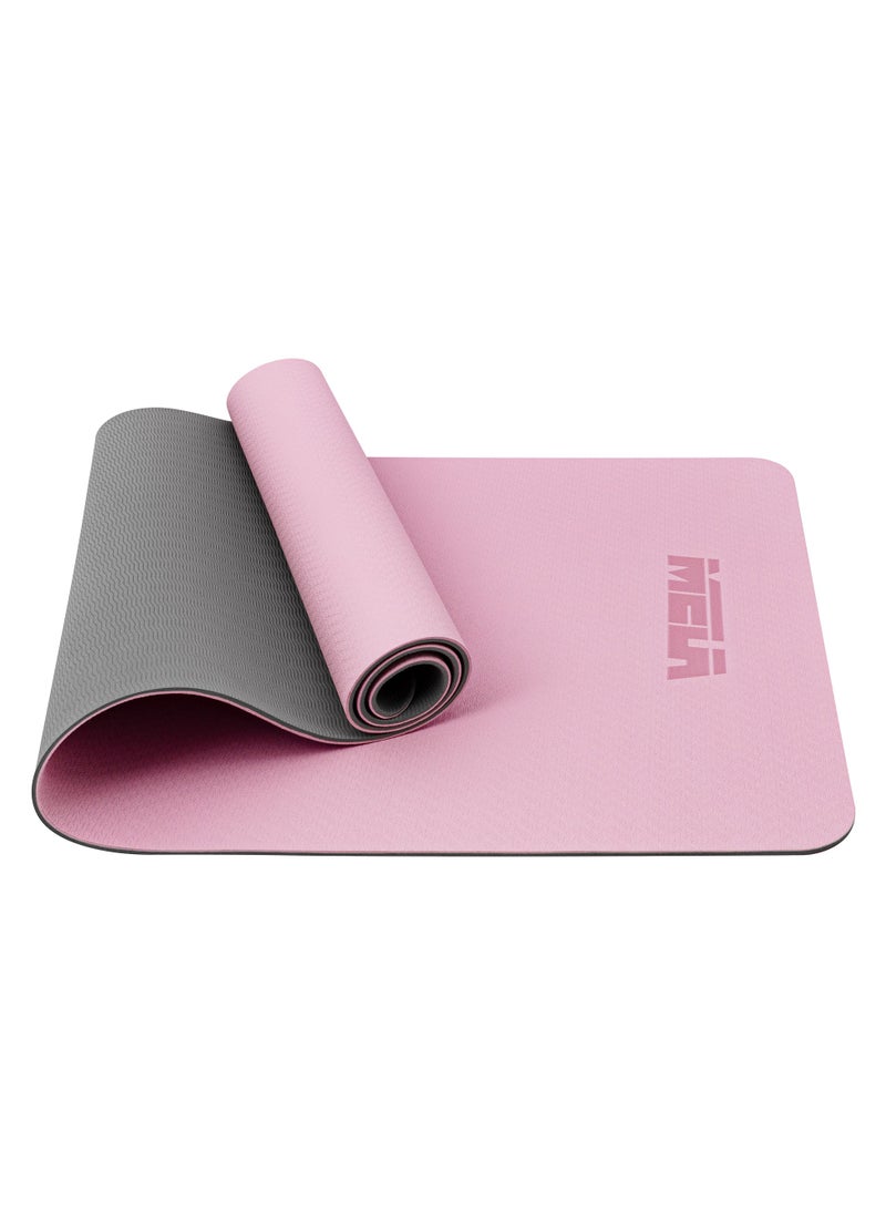 MELA Non-Slip Yoga Mat For Home Gym - 6Mm Thick, Eco-Friendly Tpe, Cushioned Exercise Mat With Carry Strap - Perfect For Yoga, Pilates, Fitness Training, & Gymnastics Essentials  - Pink  - Image 1