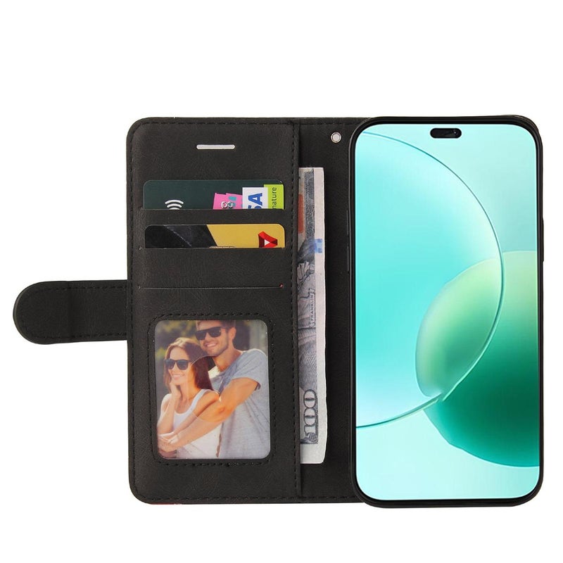 HuHa Case Cover For Honor 400 Lite Global Dual-color Splicing Flip Leather Phone Case(Black) - Image 4