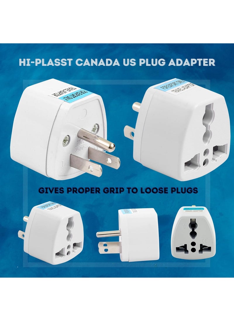 HI PLASST PINS N PLUGS HiPLASST TypeB USA Converter Plug Pack of 3 India to Canada Travel Adapter for USA Canada Mexico Brazil Philippines Cuba Thailand Taiwan Japan Panama 3pin Plug  - Image 2