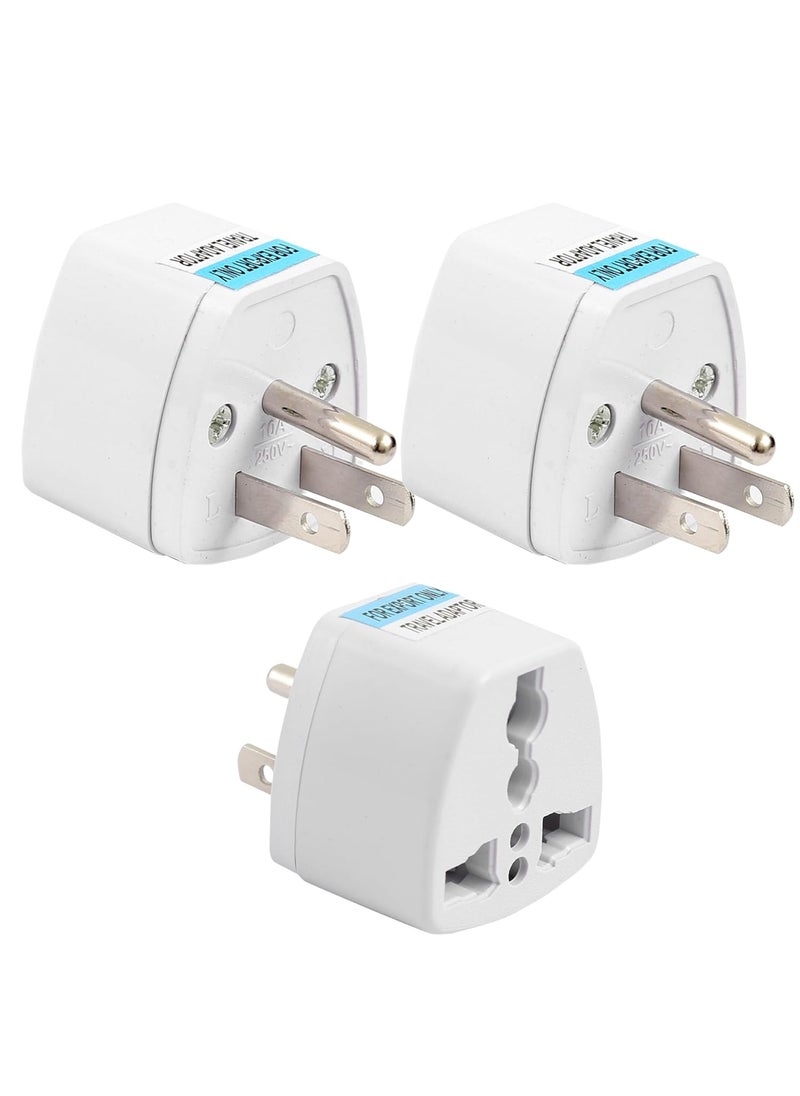 HI PLASST PINS N PLUGS HiPLASST TypeB USA Converter Plug Pack of 3 India to Canada Travel Adapter for USA Canada Mexico Brazil Philippines Cuba Thailand Taiwan Japan Panama 3pin Plug  - Image 1