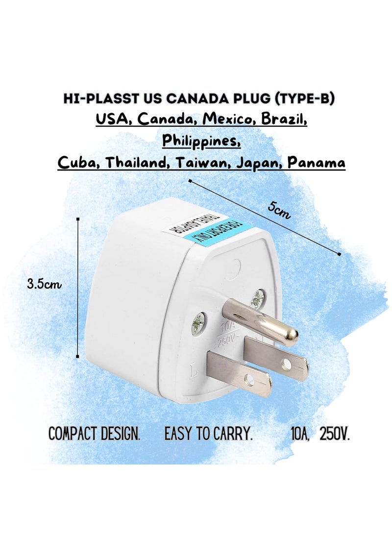 HI PLASST PINS N PLUGS HiPLASST TypeB USA Converter Plug Pack of 3 India to Canada Travel Adapter for USA Canada Mexico Brazil Philippines Cuba Thailand Taiwan Japan Panama 3pin Plug  - Image 3