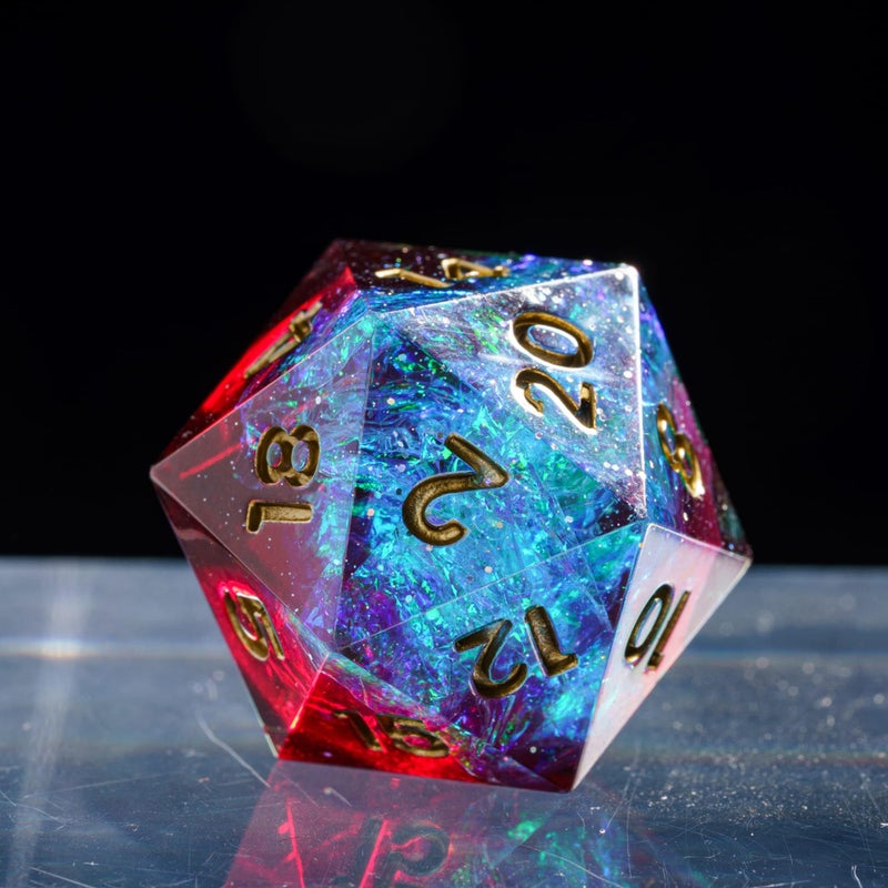 CRITALLIC 7PCS DND Dice SetHandmade Sharp Edge Dice Set DD RPG Polyhedral Diefor Dungeons and Dragons TTRPG Games Roleplaying Games Pathfinderwith Gift BoxBlue with Red - Image 3