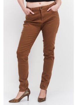 ESPRIT Women Skinny Fit High Rise Solid Stretchable Chino Pants, Brown  - Image 1