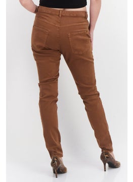 ESPRIT Women Skinny Fit High Rise Solid Stretchable Chino Pants, Brown  - Image 4