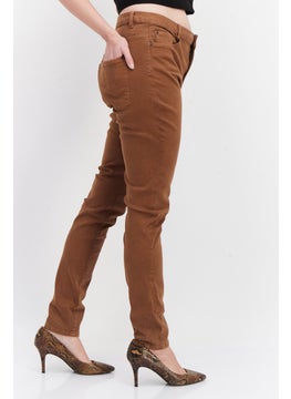 ESPRIT Women Skinny Fit High Rise Solid Stretchable Chino Pants, Brown  - Image 3