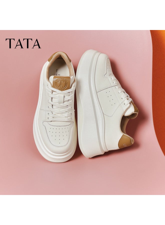 Tata Tata Sun Leyan Same Style Little White Whale Thick Sole Casual Sneakers Women Fleece Lined White/brown Am6 36 - Image 1