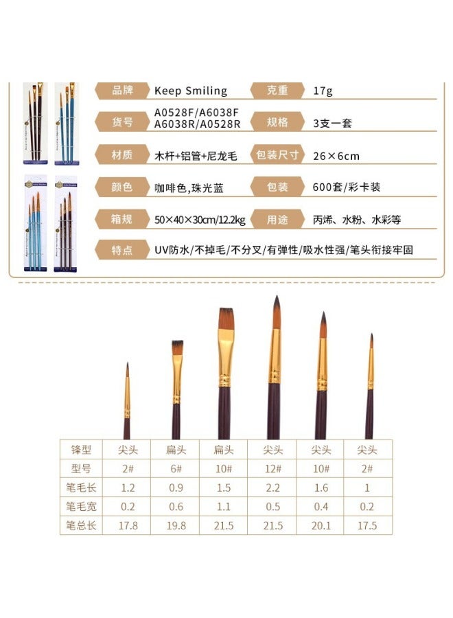 Keep Smiling Pointed Acrylic Painting Pens New Plaster Painted Baby White Blank Brush Watercolor Gouache Brush - Image 4