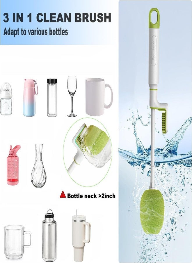 PD GROW Bottle Cleaning Sponge Brush,Long Handle Soft Sponge Brush,3 in 1 Multifunctional Cleaning Brush for Water Bottles, Baby Bottles, Tumblers, Drinking Glasses, Strews, Mug Pack of 1 (Orange) - Image 5