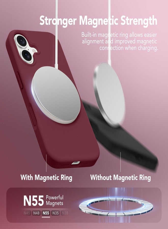 GONEZ Magnetic for iPhone 17 Case, Compatible with MagSafe, [Screen Protector + Camera Lens Protector], Liquid Silicone Anti-Scratch Shockproof Protective Phone Case, Maroon - Image 3