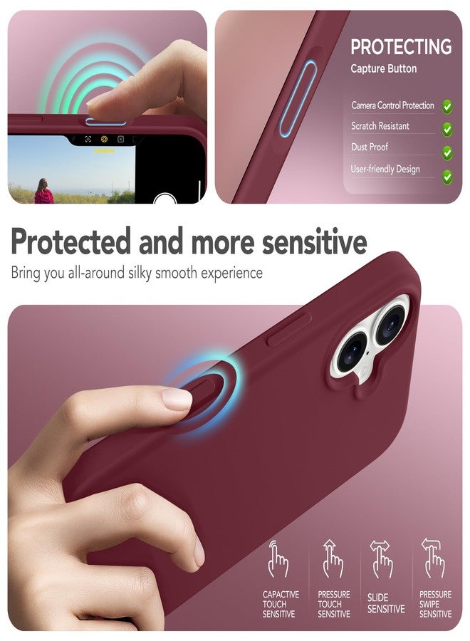 GONEZ Magnetic for iPhone 17 Case, Compatible with MagSafe, [Screen Protector + Camera Lens Protector], Liquid Silicone Anti-Scratch Shockproof Protective Phone Case, Maroon - Image 5