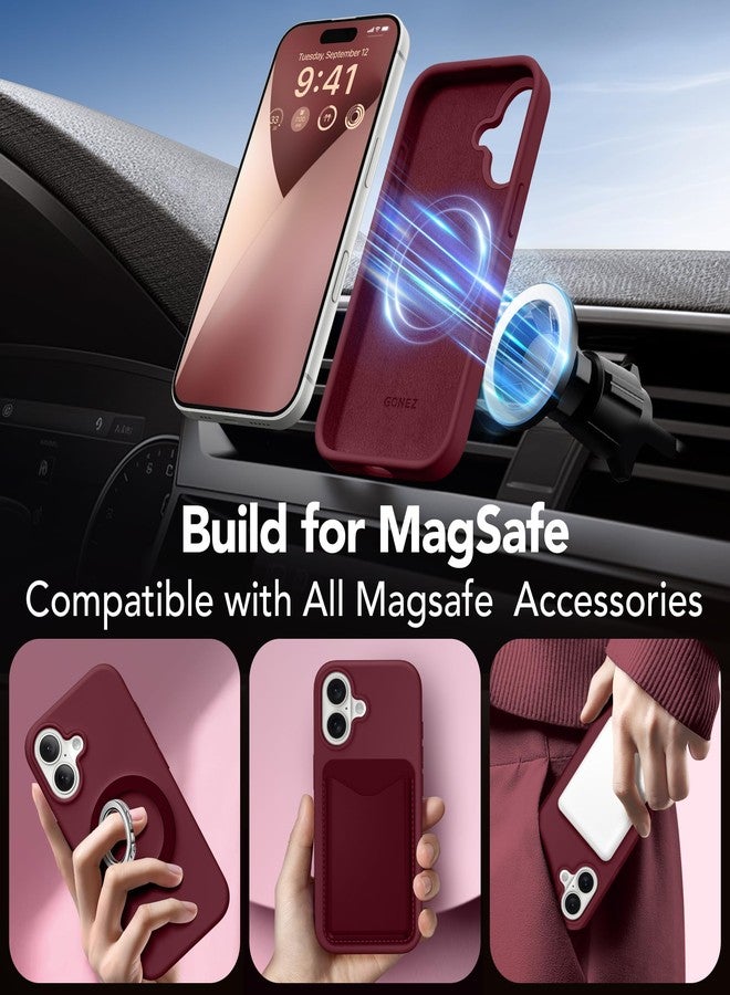 GONEZ Magnetic for iPhone 17 Case, Compatible with MagSafe, [Screen Protector + Camera Lens Protector], Liquid Silicone Anti-Scratch Shockproof Protective Phone Case, Maroon - Image 4