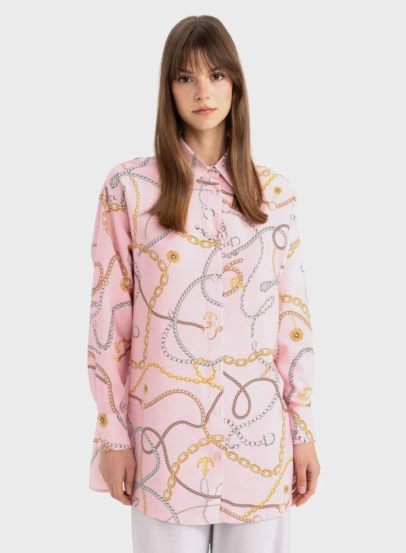DeFacto Relax Fit Printed Long Sleeve Tunic