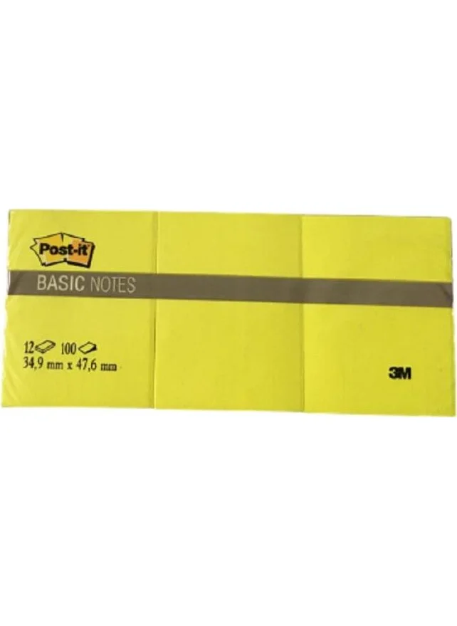 3M Post-It Basic Note Mixed 4 Colors 35 x 48 mm 12-pack
