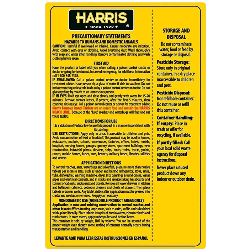 Harris Roach Tablets, Boric Acid Roach and Insects Killer with Lure, Alternative to Bait Traps (6oz, 145 Tablets), Yellow - Image 2