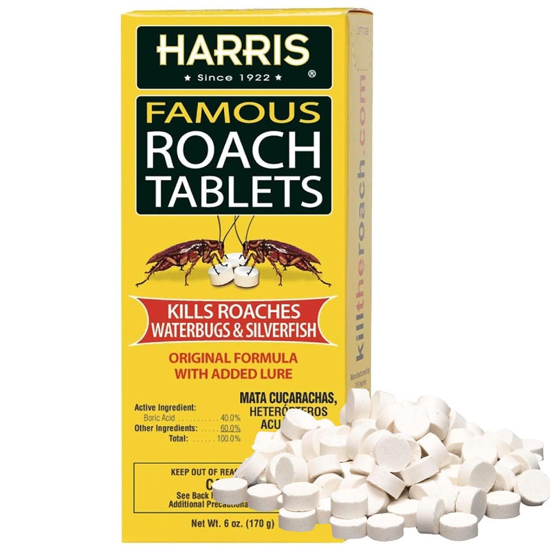 Harris Roach Tablets, Boric Acid Roach and Insects Killer with Lure, Alternative to Bait Traps (6oz, 145 Tablets), Yellow - Image 1