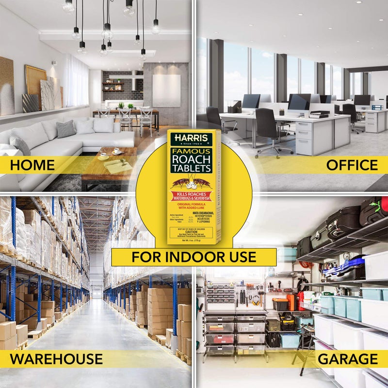 Harris Roach Tablets, Boric Acid Roach and Insects Killer with Lure, Alternative to Bait Traps (6oz, 145 Tablets), Yellow - Image 5