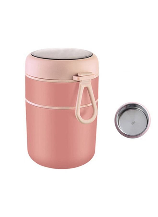 Arabest 710ml Stainless Steel Lunch Box with Spoon Food Heat Preservation Tank Heat Preservation Soup Heat Preservation Container Heat Preservation Lunch Box - Pink  - Image 1