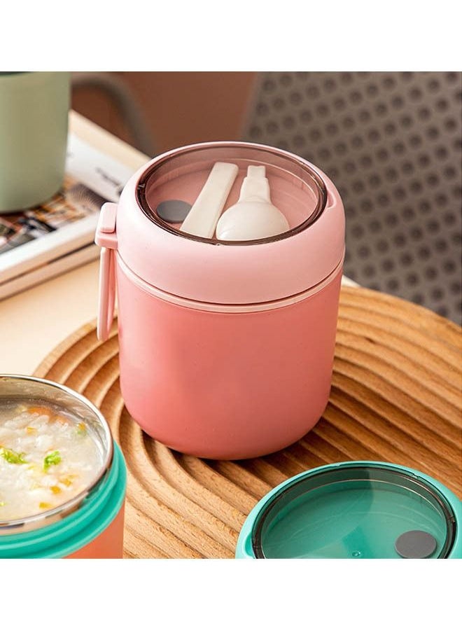 Arabest 710ml Stainless Steel Lunch Box with Spoon Food Heat Preservation Tank Heat Preservation Soup Heat Preservation Container Heat Preservation Lunch Box - Pink  - Image 4