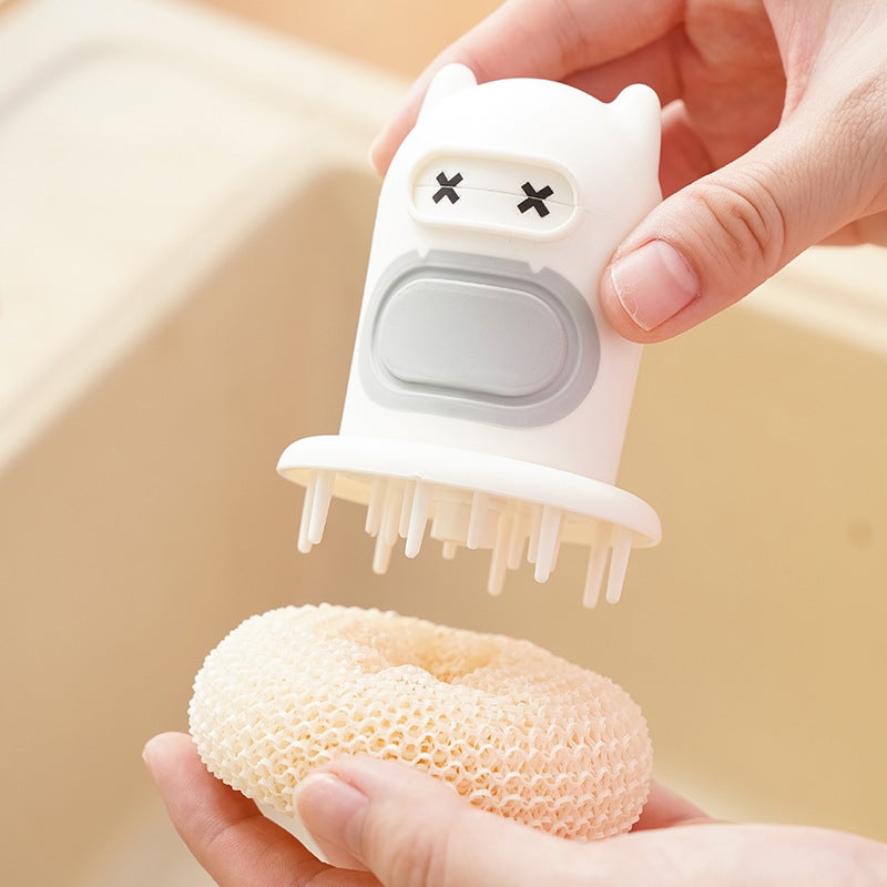 Cartoon Press Kitchen Scrub Brush with Liquid Dispenser - Image 3