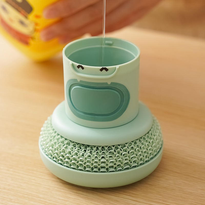 Cartoon Press Kitchen Scrub Brush with Liquid Dispenser - Image 4