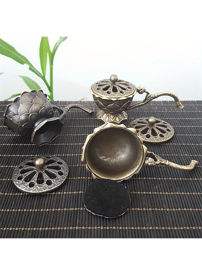 Handheld Lotus Plate, Lotus Peng Incense Stove, Home Furnishing Retro Creative Flowback Incense Holder Insert Decoration  - Image 4