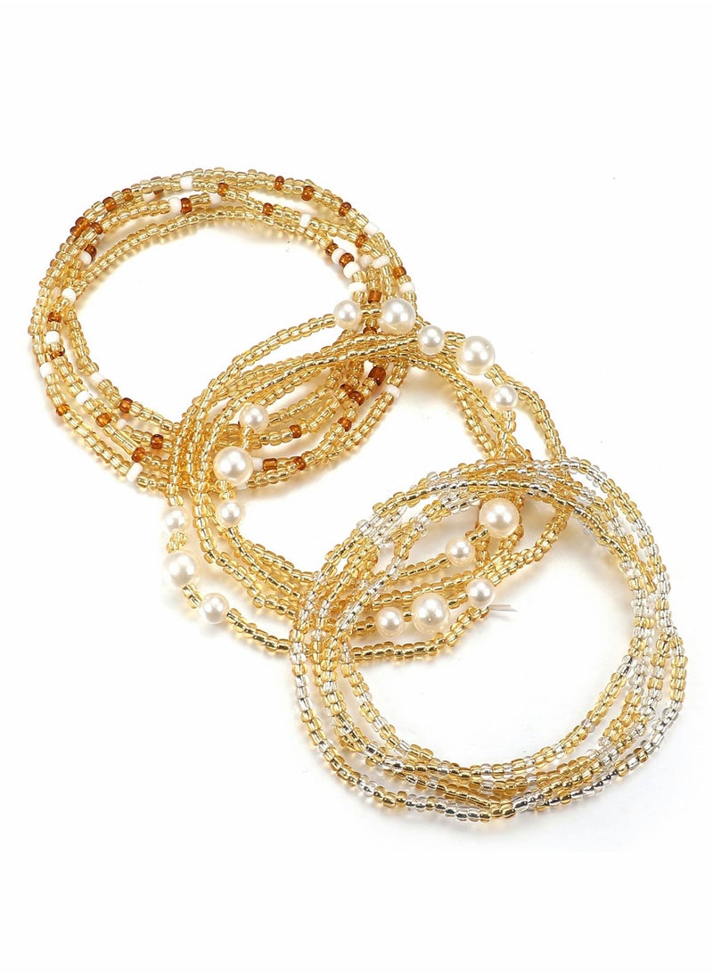 Generic - Waist Beads for Women, Belly Chain Adjustable Boho Multilayer Waist Chain, African Waist Beads Plus Size Bikini Jewelry, 3pcs - Image 1
