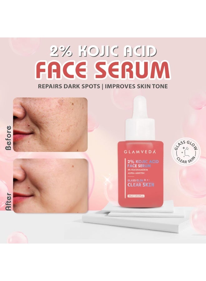 Glamveda 2% Kojic Acid Face Serum | Reduces Dark Spots, Pigmentation & Blemishes | With Alpha Arbutin & Niacinamide | Skin Brightening & Hydration | For Men & Women | All Skin types | 30 ml - Image 5