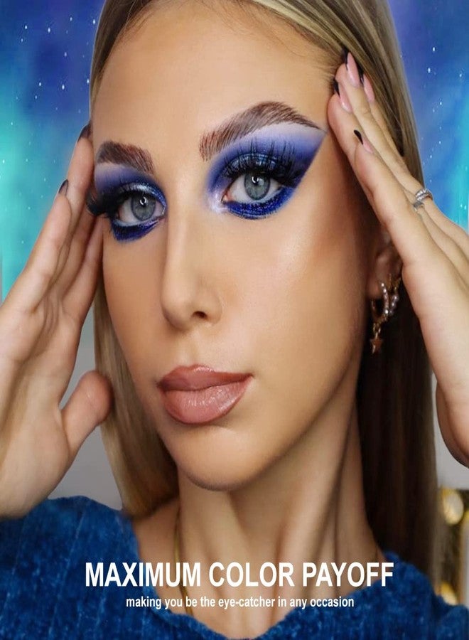 أفلانو ظلال عيون أفلانو ثنائية اللون لامعة زرقاء، ظلال عيون معدنية متغيرة اللون زرقاء، ظلال عيون متعددة الألوان عالية الصبغة لمكياج العيون الزرقاء، ظلال عيون زرقاء لامعة مفردة - Image 2
