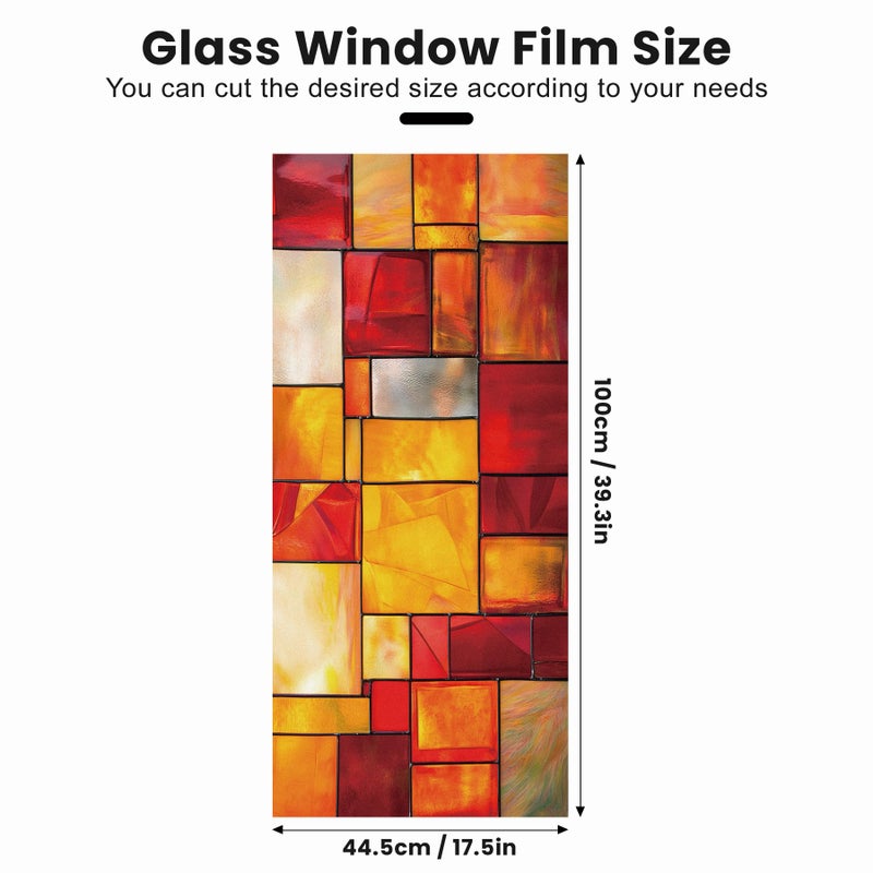 AOHMPT Stained Glass Window Privacy Film Static Cling - Rainbow Glass Decorative Sun Blocking Window Covering, Non-Adhesive Removable Stickers for Home & Office, 17.5" x 39.3" - Image 2