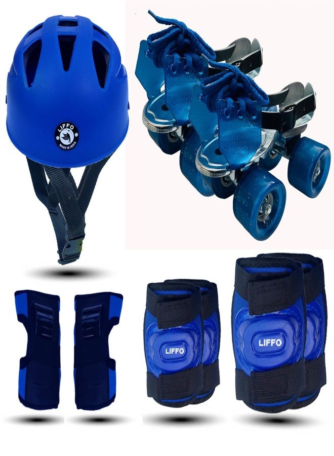 Liffo® Roller Skates Combo (Skates + Helmet + Gloves + Knee Guards & Elbow Guards) - for Age Groups 6 to 14 Years | Academy & School Level Skating (Blue) (Small (6 to 9 Year)) - Image 1