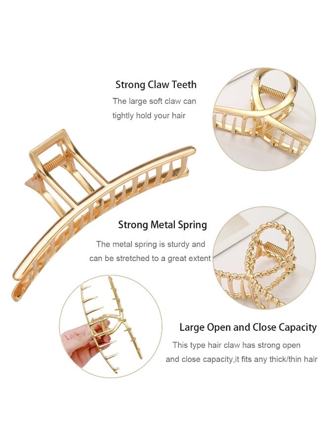 Bukela 4 Pack Large Metal Hair Clips for Thin to Thick Curly Hair, 4.3 Inch Big Nonslip Gold Color Clamps, Perfect Fashion Jaw Claw Hair Styling Accessories for Women and Girls - Image 3