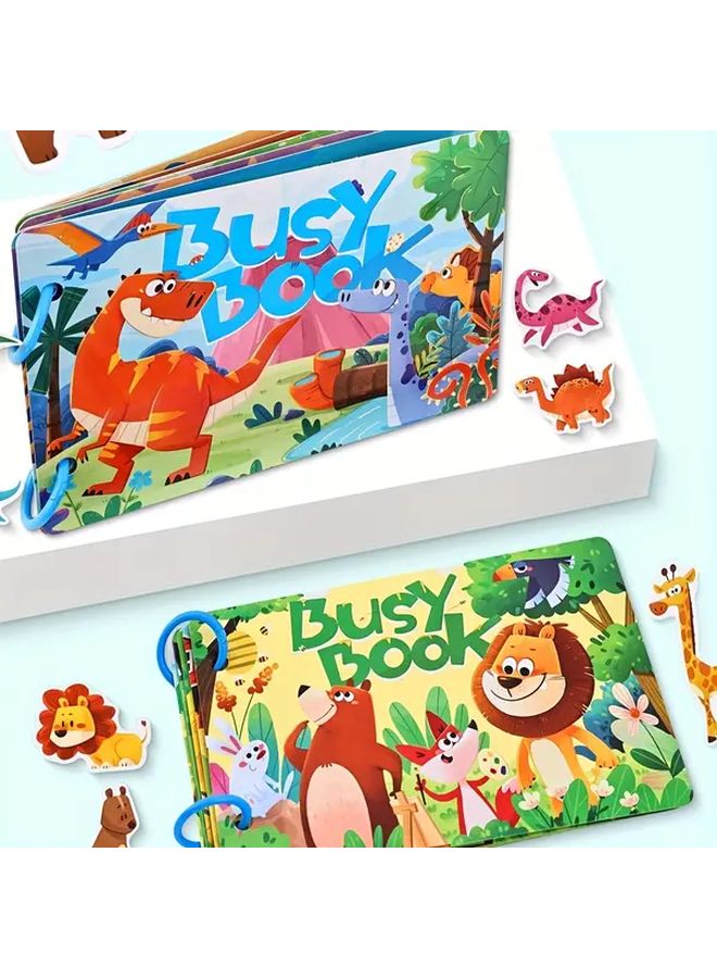 Reusable Traffic Busy Book for Kids Ages 3-5 Animals Dinosaurs Vehicles - Image 3
