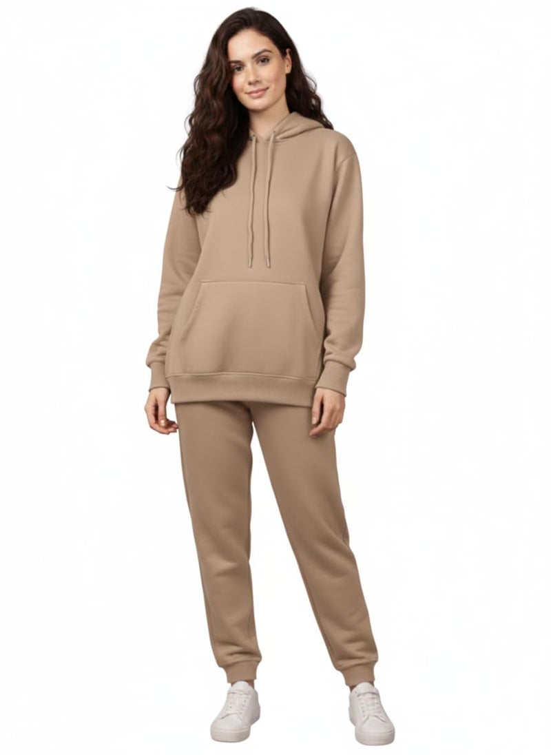 Mack Jonney Solid Track Suit for Women | Co-ord Set | Warm Fleece Tracksuit Set | Full Sleeve Hoodie-M5125 - Image 1