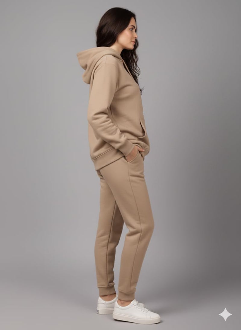 Mack Jonney Solid Track Suit for Women | Co-ord Set | Warm Fleece Tracksuit Set | Full Sleeve Hoodie-M5125 - Image 3