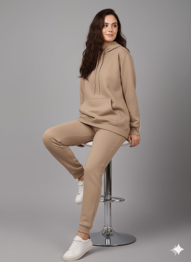 Mack Jonney Solid Track Suit for Women | Co-ord Set | Warm Fleece Tracksuit Set | Full Sleeve Hoodie-M5125 - Image 5