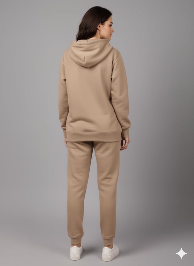 Mack Jonney Solid Track Suit for Women | Co-ord Set | Warm Fleece Tracksuit Set | Full Sleeve Hoodie-M5125 - Image 4