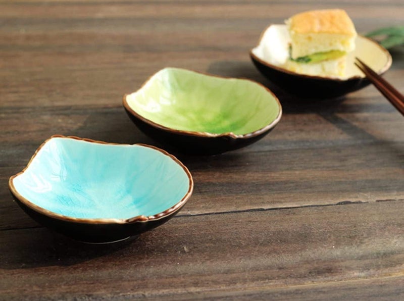 WAIT FLY WAIT FLY Lovely Grape Leaves Shaped Ceramics Seasoning DishesTea Bag HoldersTeaspoon RestKetchup SaucerAppetizer PlatesVinegar Spice Salad Soy Sushi Wasabi Seasoning Dipping Bowls Set of 3  - Image 5