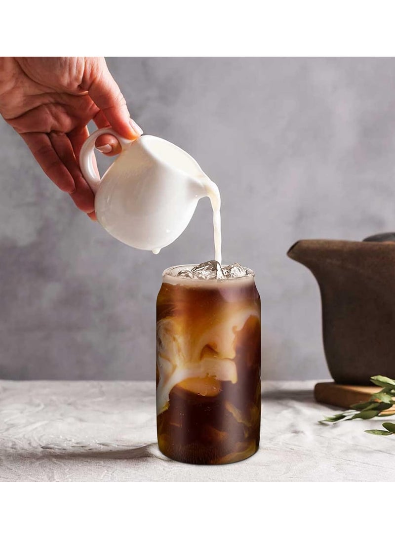 Drinking Cup Set with Bamboo Lids and Glass Straw, Iced Coffee Cups, Soda, Gift with Cleaning Brush - Image 3