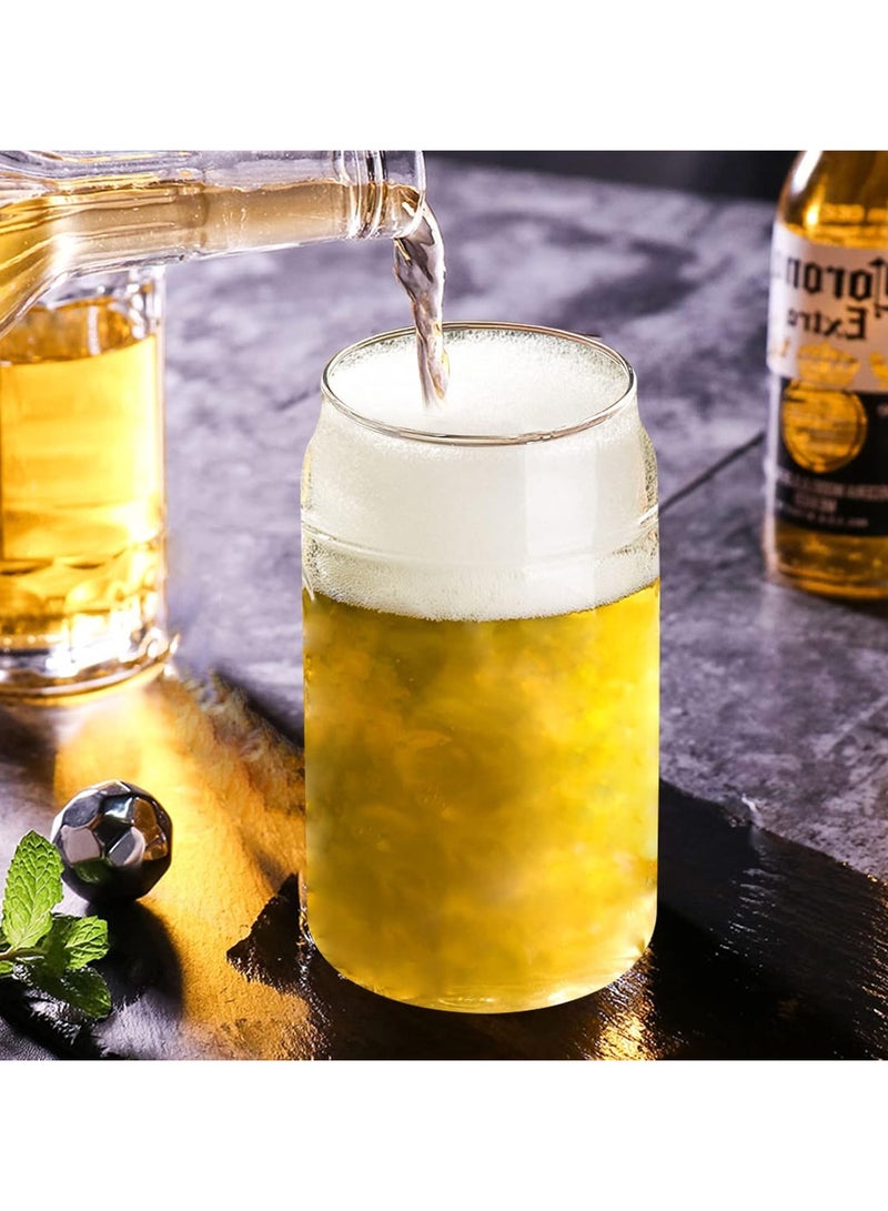 Drinking Cup Set with Bamboo Lids and Glass Straw, Iced Coffee Cups, Soda, Gift with Cleaning Brush - Image 4