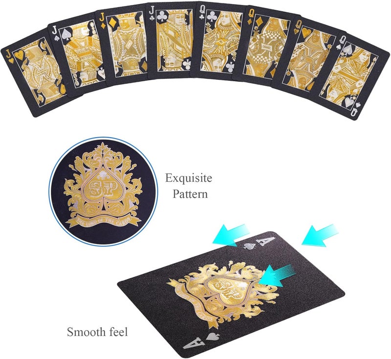 WJPC Black Diamond Premium PVC Material Elastic Waterproof Poker Playing Cards,Cool Playing Cards for Party and Game,Deck of Cards - Image 5