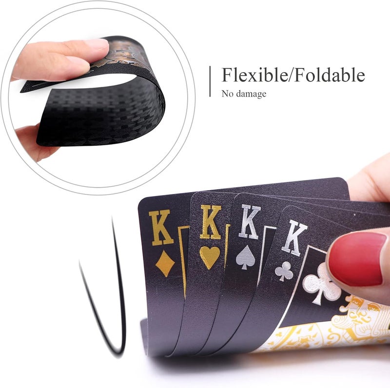 WJPC Black Diamond Premium PVC Material Elastic Waterproof Poker Playing Cards,Cool Playing Cards for Party and Game,Deck of Cards - Image 3